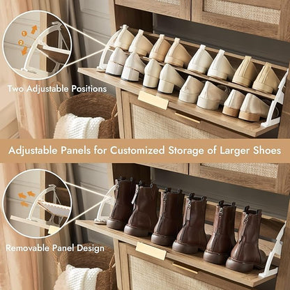 HOKYHOKY Rattan Shoe Storage Cabinet - Image 5