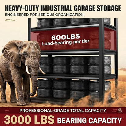 Garage Shelving, 3000 LBS Heavy Duty Metal Storage Shelves - Image 5