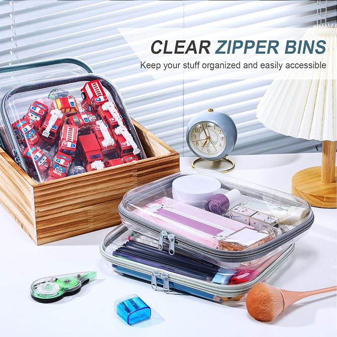 Hoolerry 4 Pcs Hard Clear Zipper Case Makeup Bags Plastic Pencil Pouch - Image 5
