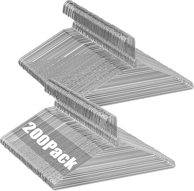 Wire Metal Clothes Hangers Bulk 200 Pack, 16 Inch 12 Gauge Standard Size by Fotoumgl