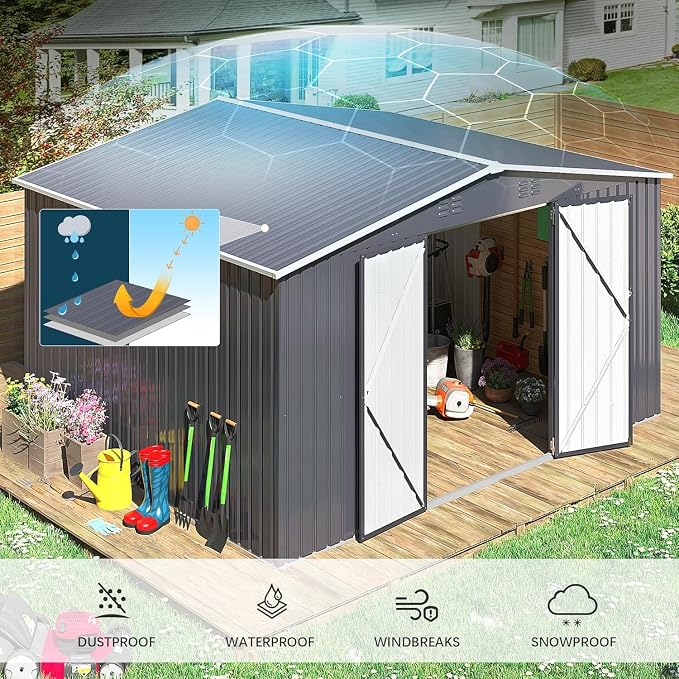 Polar Aurora Outdoor Storage Shed, Metal Garden Shed - Image 4