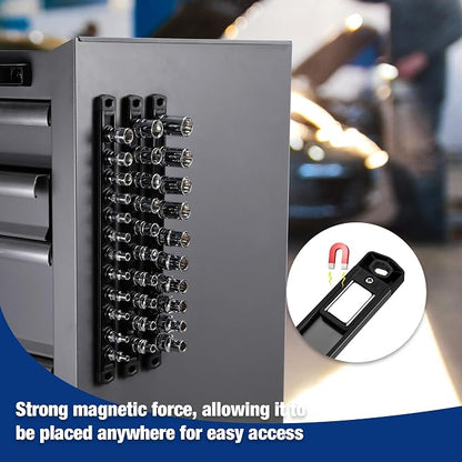 WORKPRO Magnetic Socket Organizer, 1/2-Inch Drive Aluminum Alloy Socket Rail - Image 3