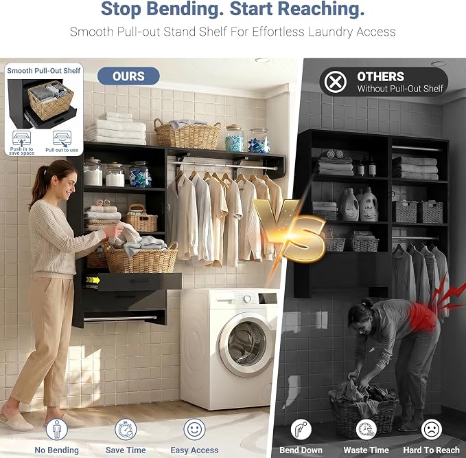 Armocity 60" Wall Mounted Laundry Room Organization - Image 4