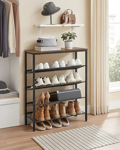 VASAGLE Shoe Rack for Entryway, Freestanding, Adjustable, Industrial | 5-Tier - Image 7