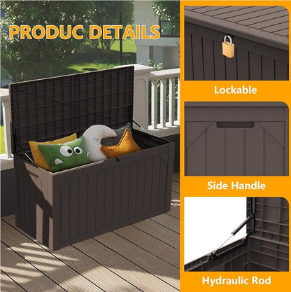 100 Gallon Resin Deck Box, Waterproof Outdoor Storage Box - Image 6