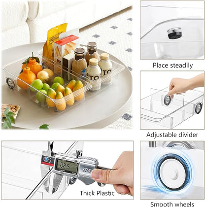 Fridge Organizer Bins With Wheels, 3 Pack Roll Out Refrigerator Organizers And - Image 3