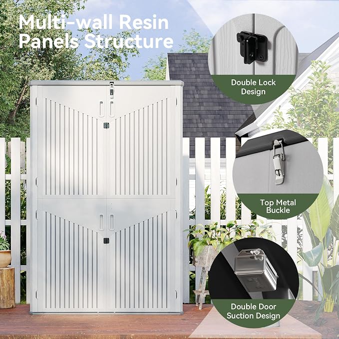 Aoxun White Resin Outdoor Storage Shed - Image 3