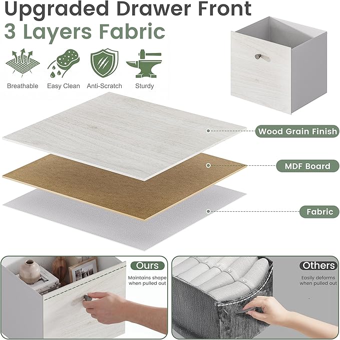 16 Cube Storage Organizer, Washed White Bookcase - Image 3