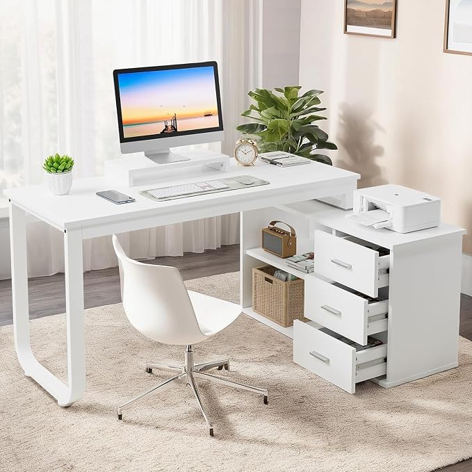 55 Inch Reversible L Shaped Desk by MAVERICKFURNI
