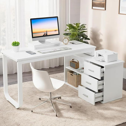 55 Inch Reversible L Shaped Desk by MAVERICKFURNI