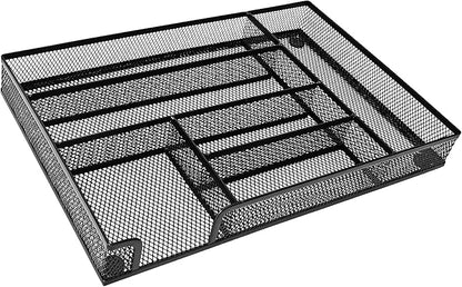 Metal Mesh Desk Drawer Organizer Tray, 6-Compartment Office Drawer Organizer by Wenkedigi