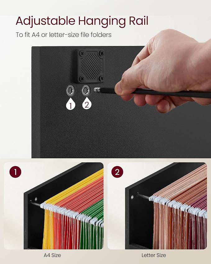 VASAGLE 3 Drawer File Cabinet, File Cabinet - Image 5