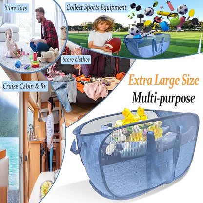 Extra Large Mesh Pop Up Laundry Hamper, 100L Collapsible Laundry Basket - Image 4