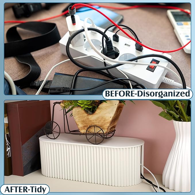 Marsui 2 Pcs White Cable Management Box Cord Hider Organizer - Image 5