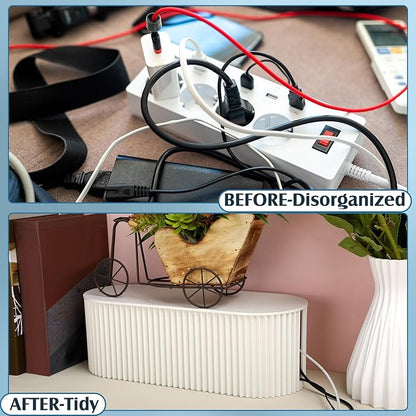 Marsui 2 Pcs White Cable Management Box Cord Hider Organizer - Image 5