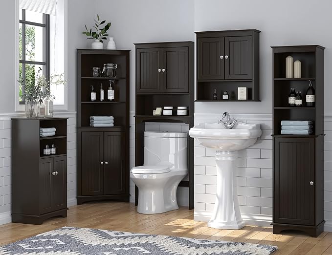 Spirich Bathroom Wall Cabinet Over Toilet, Small Medicine Cabinet Espresso | - Image 7