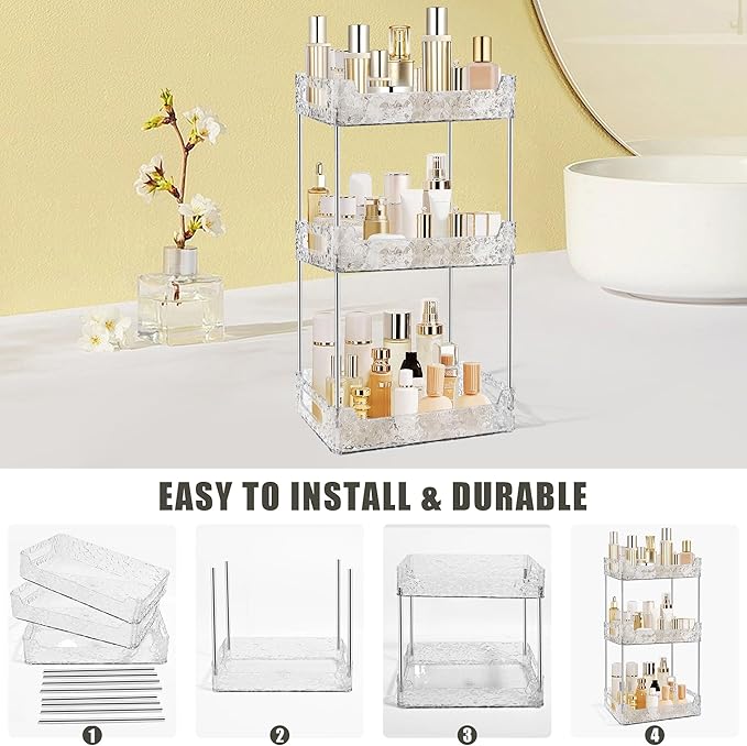 3-Tier Bathroom Counter Organizer Countertop Storage, Dresser Organizer Vanity - Image 4