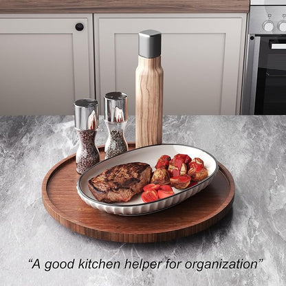 Lazy Susan Organizer for Kitchen, Bamboo Turntable for Cabinet, Large（Brown） - Image 4