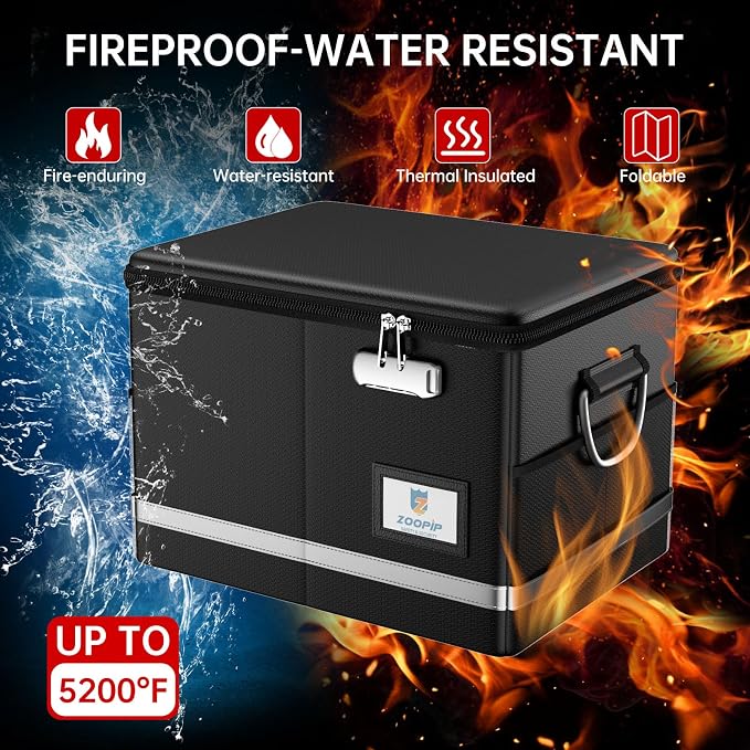 Fireproof Document Box, 5200°F File Organizer Box - Image 3