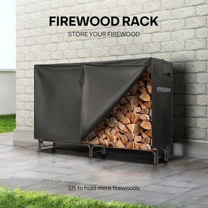 VIVOHOME 6ft Heavy Duty Indoor Outdoor Firewood Storage Log Rack - Image 7