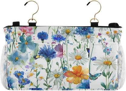 Watercolor Cornflower Daisy Bedside Caddy by QwThum