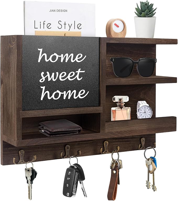 WEWEOW Key Holder for Wall, Mail Organizer Wall Mount by WEWEOW