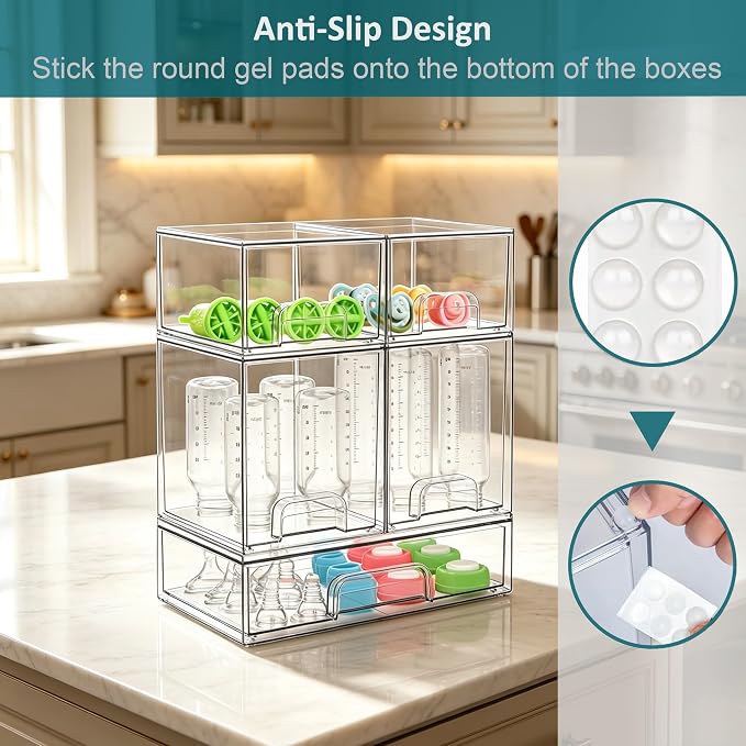 Baby Bottle Organizer for Countertop Food-grade Acrylic Storage for Cabinet | - Image 4