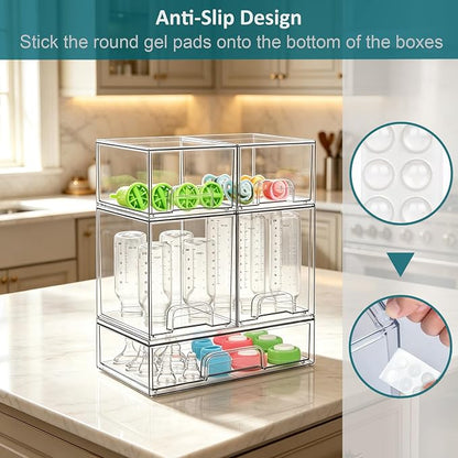 Baby Bottle Organizer for Countertop Food-grade Acrylic Storage for Cabinet | - Image 4