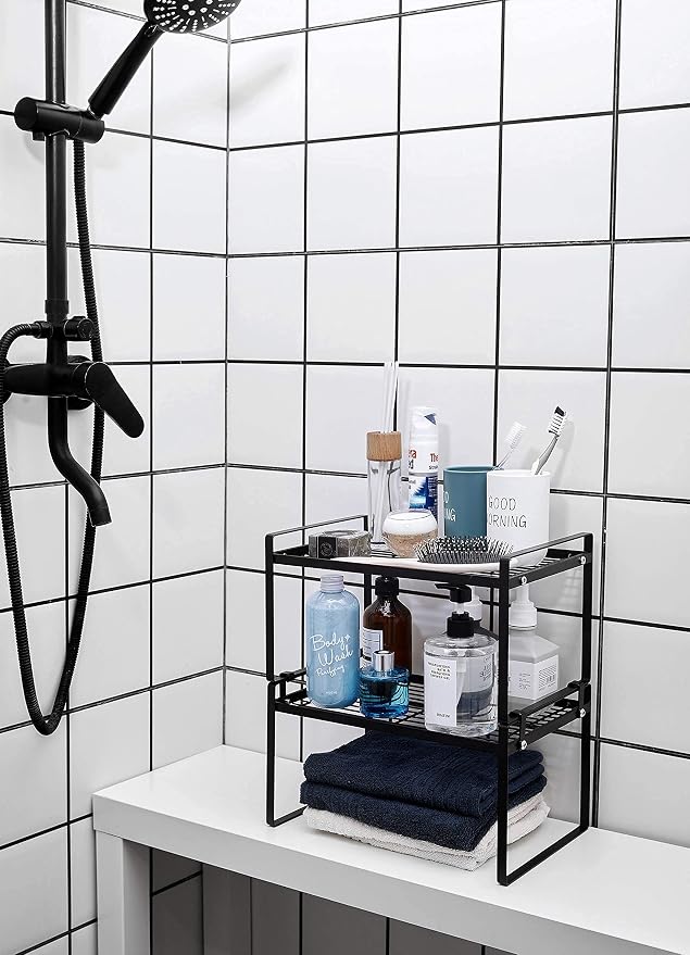 2 Pack Kitchen Cabinet Shelf Counter Organizer Rack Pantry Storage Bathroom - Image 9