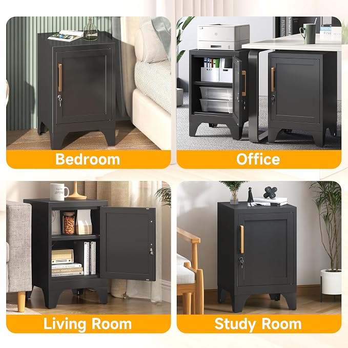 23.6" H Metal Locker Nightstand Set of 2, Small Side Table - Image 7
