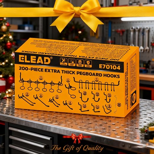 ELEAD 200-Piece Extra Thick Pegboard Hooks Set, 1/4" Heavy Duty Black Peg Board - Image 9