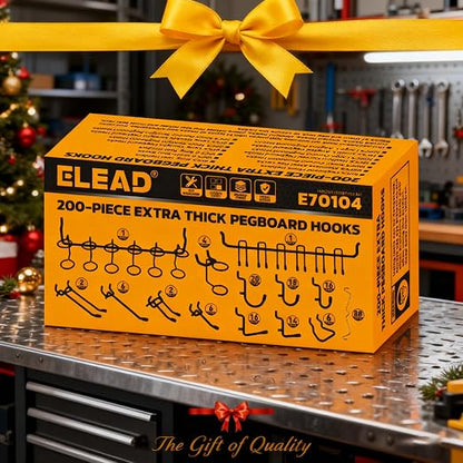 ELEAD 200-Piece Extra Thick Pegboard Hooks Set, 1/4" Heavy Duty Black Peg Board - Image 9