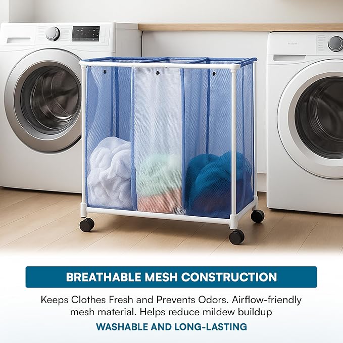 Honey-Can-Do HMP-01629 3 bag mesh laundry sorter, 30.5" x 15.3" x 30" - Image 5