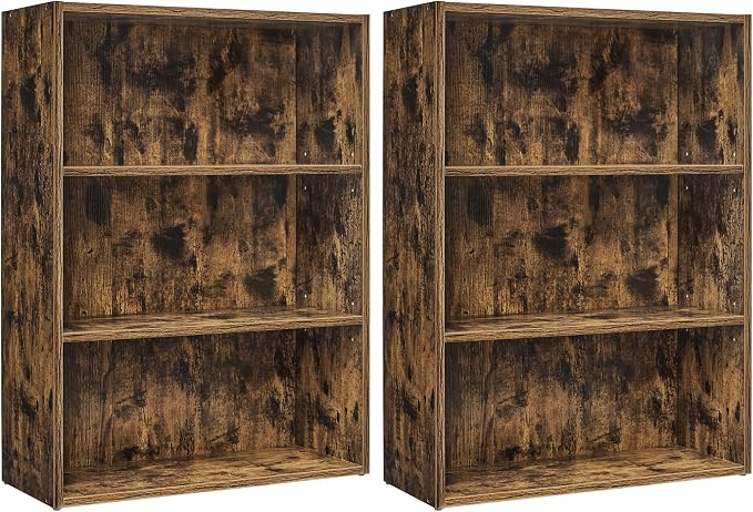 VASAGLE Set of 2 Bookshelves, 23.6 Inches Wide, 3-Tier Open Bookcases by VASAGLEbySONGMICSHOME