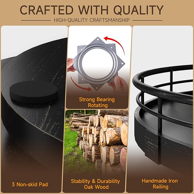 13" Oak Bathroom Vanity Tray Turntable - Image 4