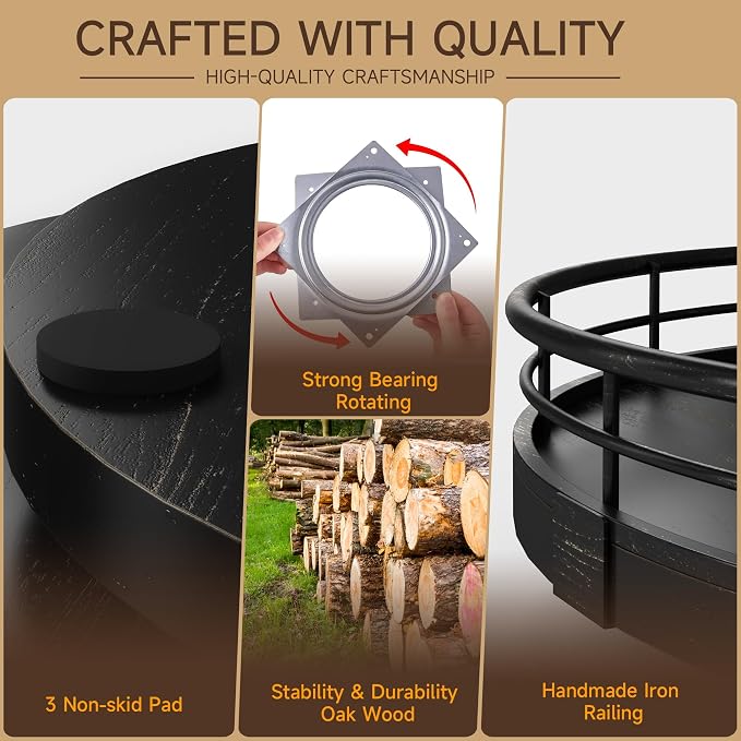 9" Oak Bathroom Vanity Tray Turntable - Image 4