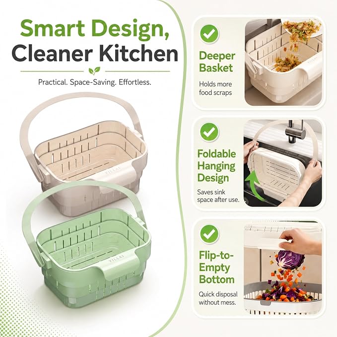 Sink Strainer Basket, 2026 Upgrade Foldable Hanging Sink Drain Basket | - Image 2