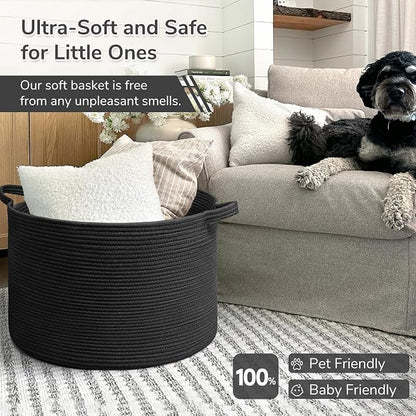 INDRESSME XXXLarge Blanket Basket 21.7" x 21.7" x 13.8" Woven Storage Baskets - Image 6