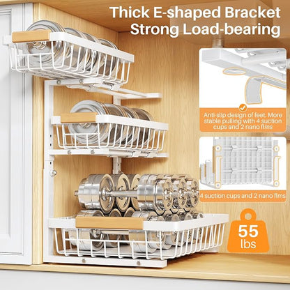PXRACK Under Sink Organizer, Slide out Storage Drawer Rack - Image 5