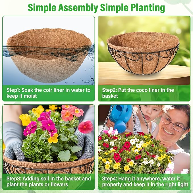 2 Pack 12 Inch Metal Hanging Baskets - Image 5