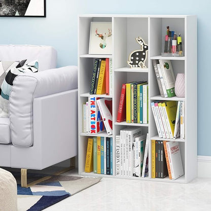 Furinno LUDER Book Shelf, 11-Cube Bookshelf, Reversible Bookcase, 9.4 x 29.1 x - Image 2