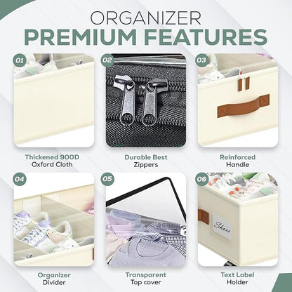 Underbed Storage with Wheels, 2 Pack| Low Profile Storage Organizer with Clear - Image 2