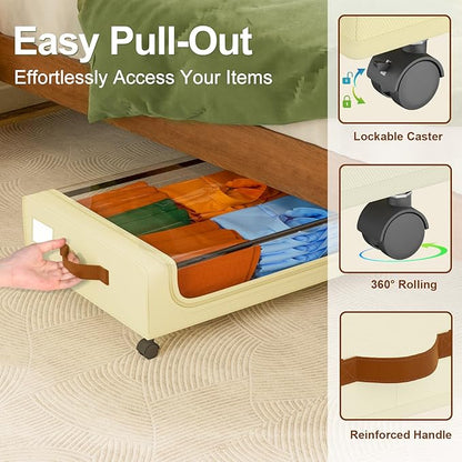 GoMaihe Under Bed Storage with Wheels:48L Underbed Storage Containers with Lids - Image 2