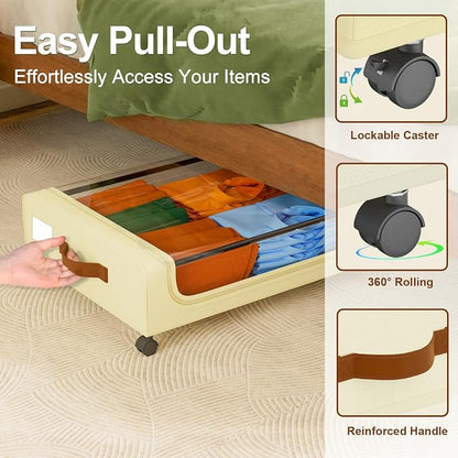 GoMaihe Under Bed Storage with Wheels: 48L Underbed Storage Containers with Lids - Image 2