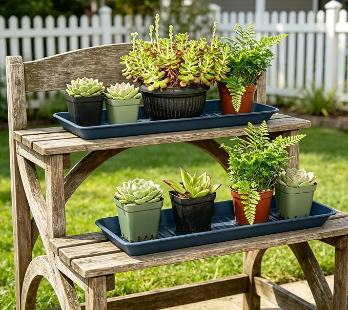 6 Pack Plastic Plant Tray Saucer Rectangular 13 Inch, Heavy Duty Planter Saucers - Image 6