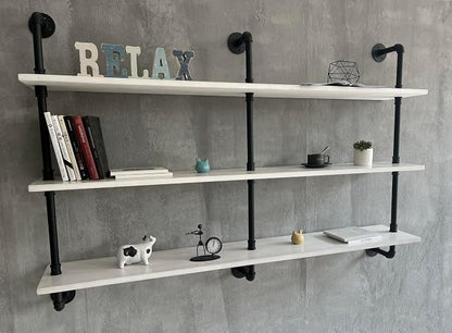 HDDFER Industrial Pipe Shelving Rustic White Pipe Wall Shelves Industrial - Image 7