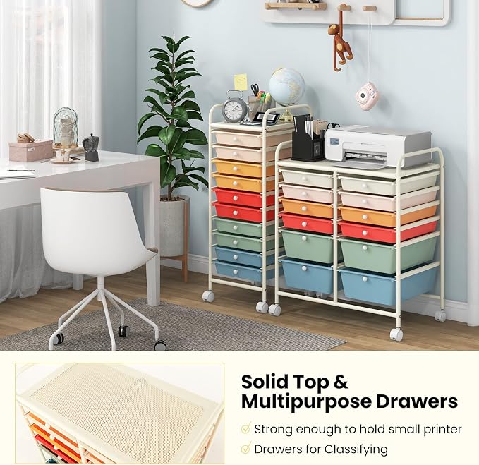 Giantex 12 Drawer Rolling Storage Cart Tools Scrapbook Paper Office School - Image 8