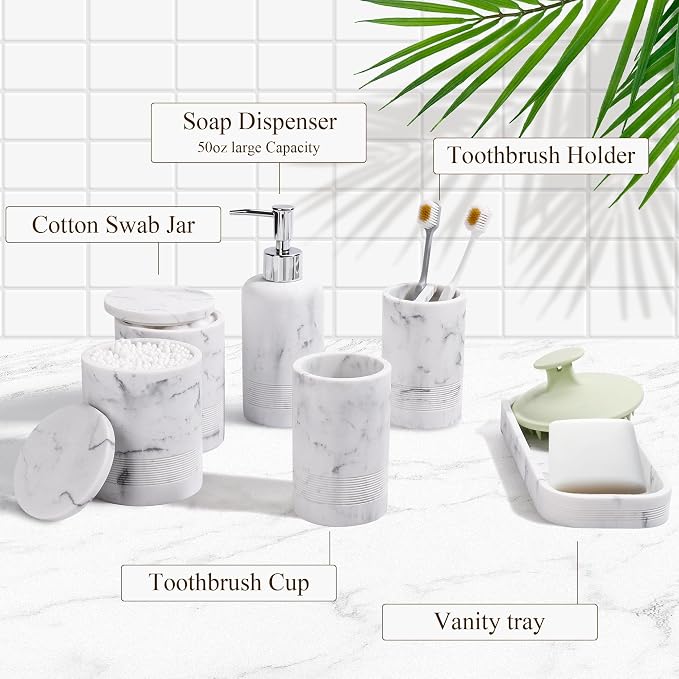 Bathroom Accessories Set, 6-Piece Bathroom Accessory Set, Toothbrush Holders Set - Image 6