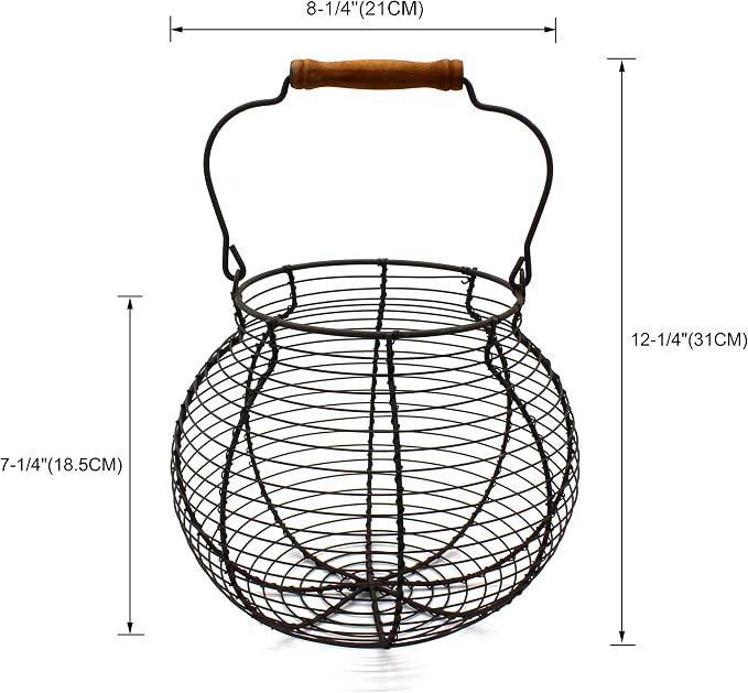CVHOMEDECO. Antique Wire Egg Basket - Image 4