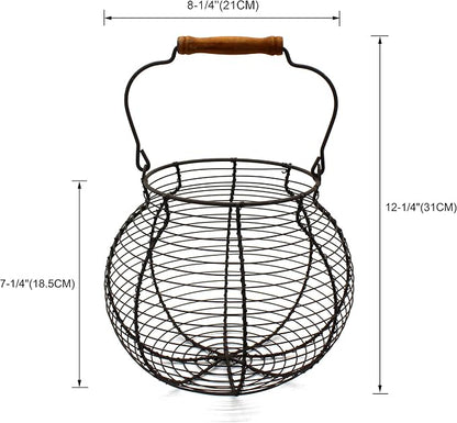 CVHOMEDECO. Antique Wire Egg Basket - Image 4